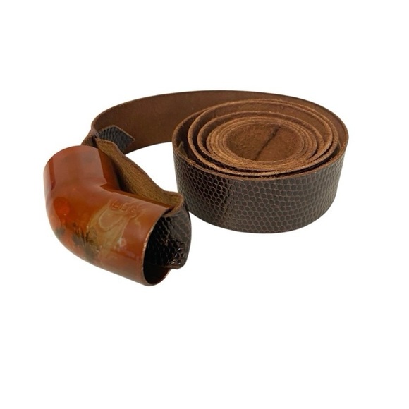 80s Miss Ellen Ruth Levy NYC Vintage Enamel Copper Snakeskin Belt main image 4